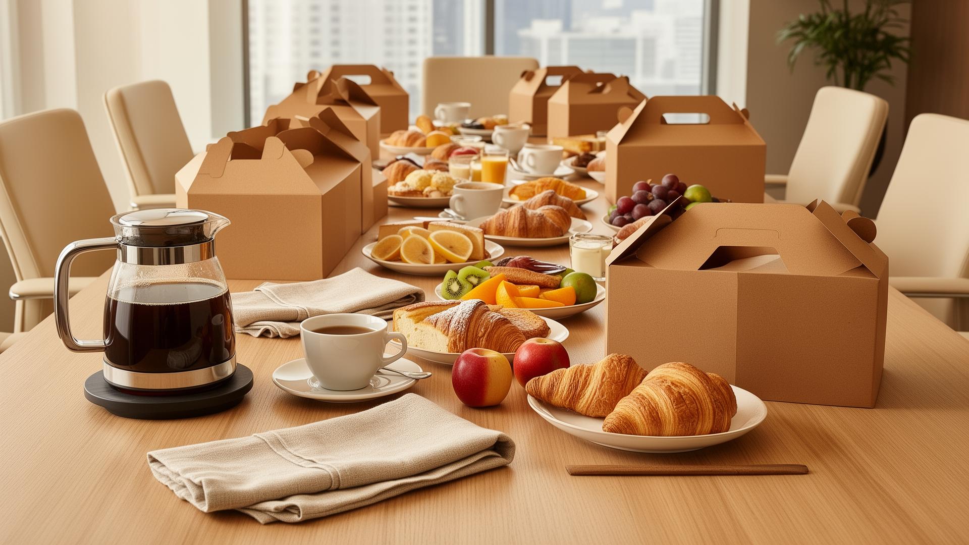 Mesa de reunião corporativa com brunch SUNDAYZ